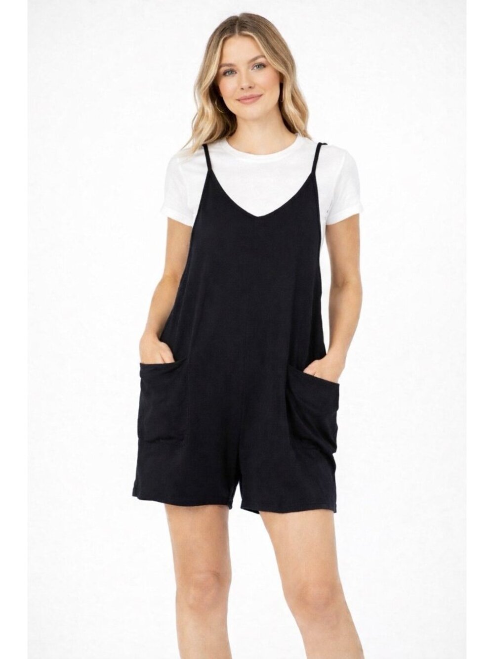 Caracilia Women’s Black Loose Lagenlook Minimalist Summer Shorts Overalls R2